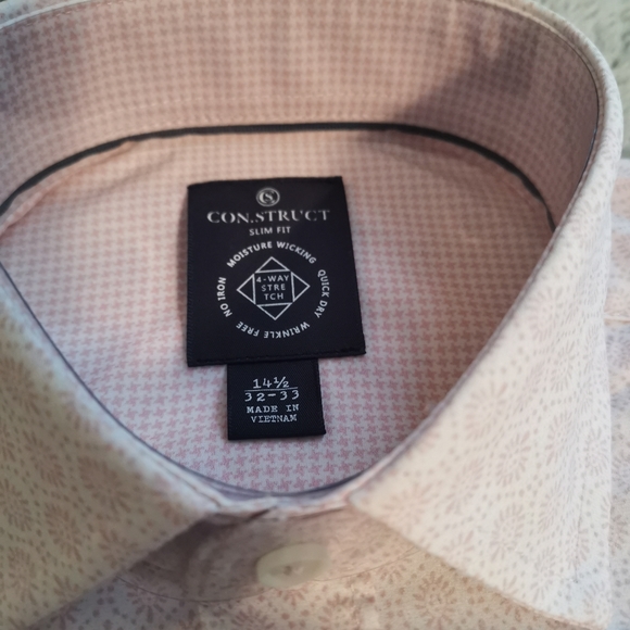 🎁🆕 CONSTRUCT Men's Performance Dress Shirt Stretch Size 14.5 Sleeve 32/33 NWT - Picture 5 of 8